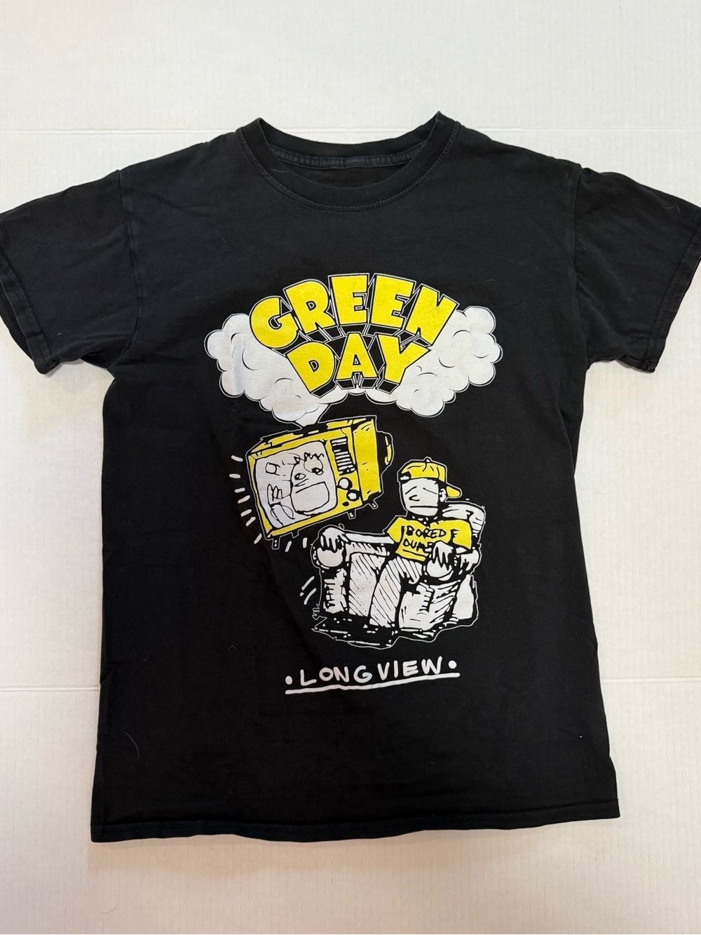 Green Day Longview Graphic T-Shirt 2023 Black Yellow White Size Small